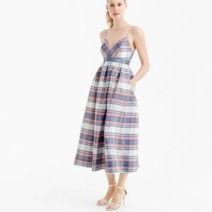 J Crew Pink and Blue Silk Plaid Dress